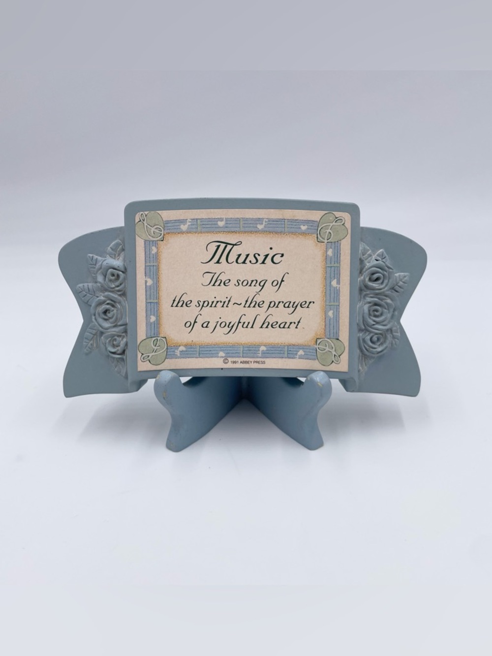 Vintage 1991 Abbey Press Small Wooden Plaque and Stand Decor Music Song Prayer